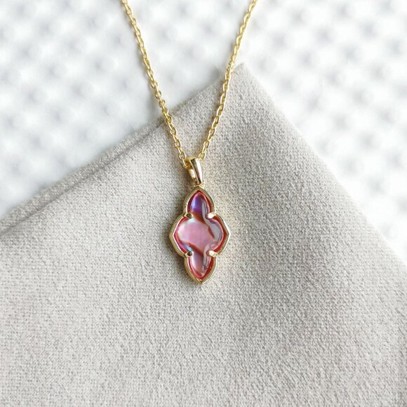 Kendra Scott Gold Light Burgundy Framed Abbie Necklace NEW - Picture 3 of 4